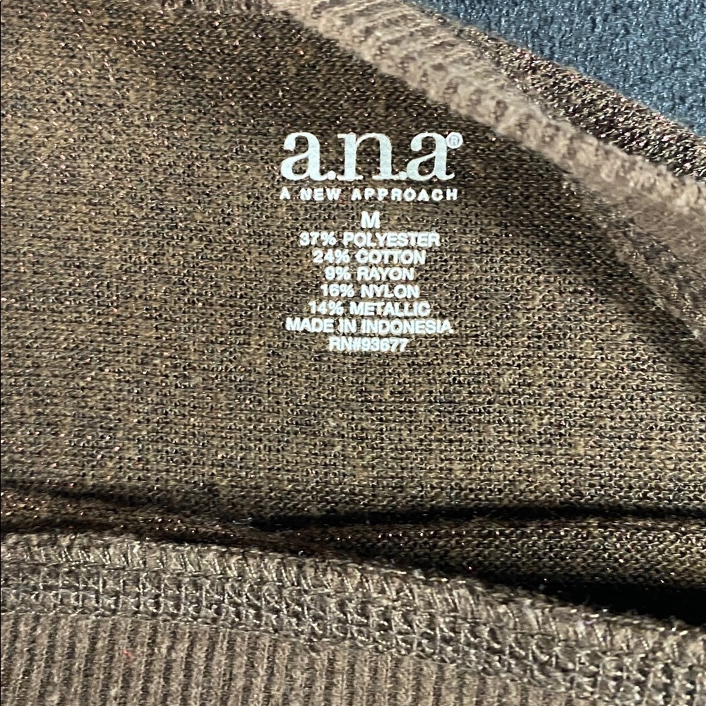 a.n.a A New Approach Brown Metallic Shimmer Sheer Top Medium NWT - Picture 7 of 7